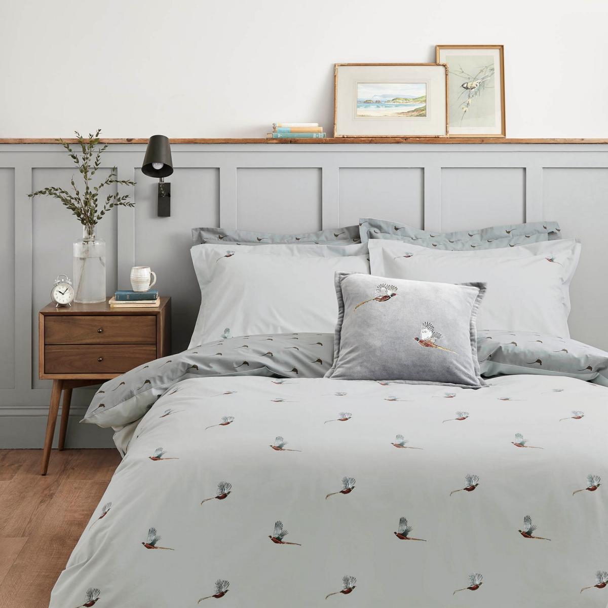 Pheasant Cotton Cushion by Sophie Allport in Blue Mist45x45cm – image 2