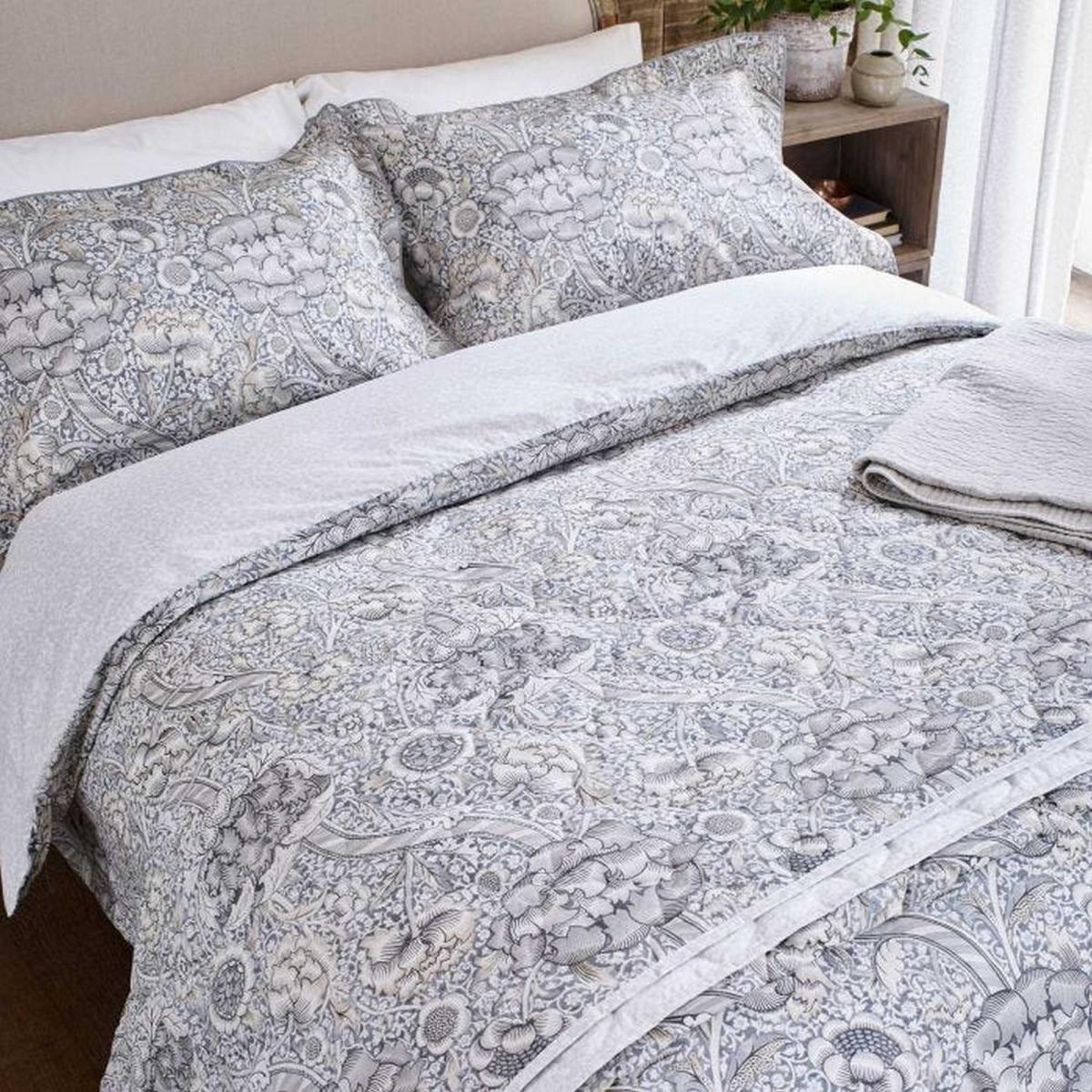 Wandle Bedding Cushion and Throw By Morris & Co in Grey – image 1