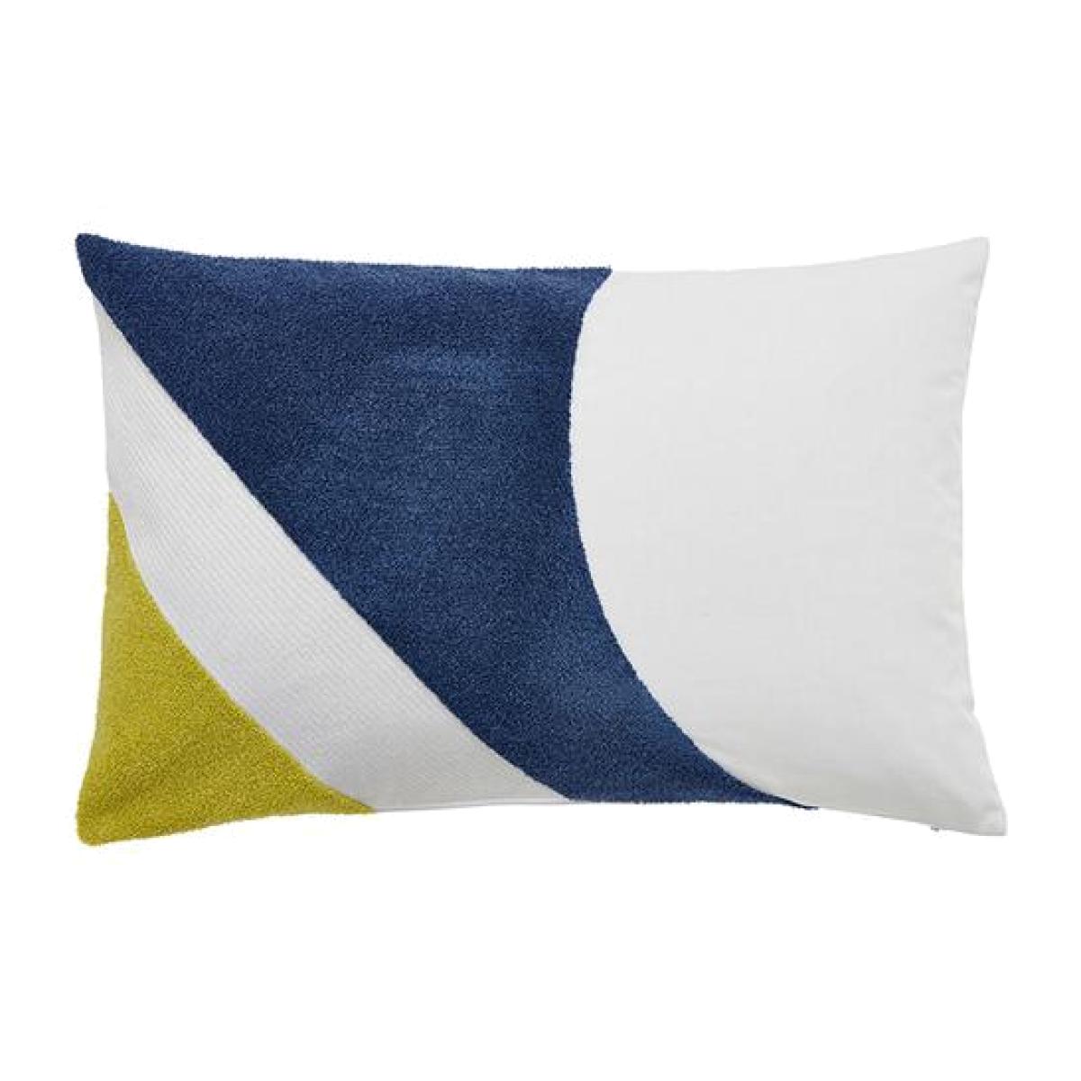 Embroidered Geo Cushion by DKNY in Fennel & Navy