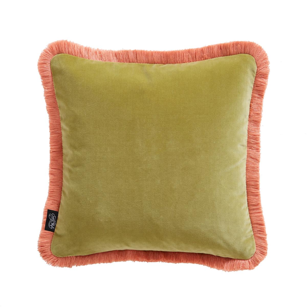 Lynx Fringed Hem Cushion By Emma J Shipley in Teal Green – image 2