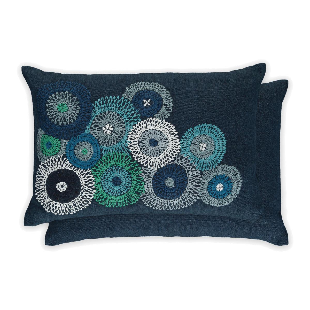 Eliana Geometric Cushion By William Yeoward in Indigo Blue