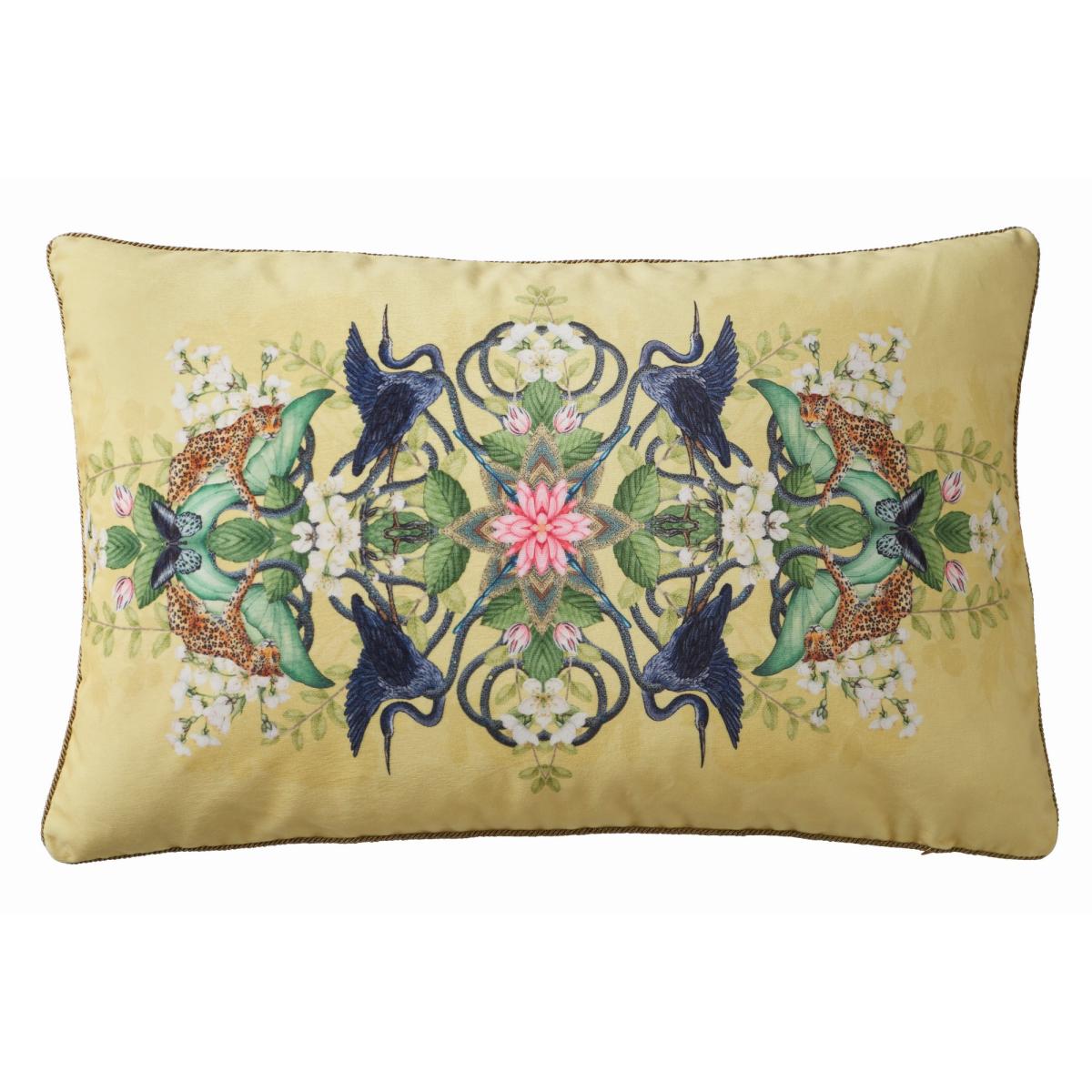 Wonderlust Tea Story Velvet Cushion By Wedgwood in Citron Yellow35x55cm – image 2