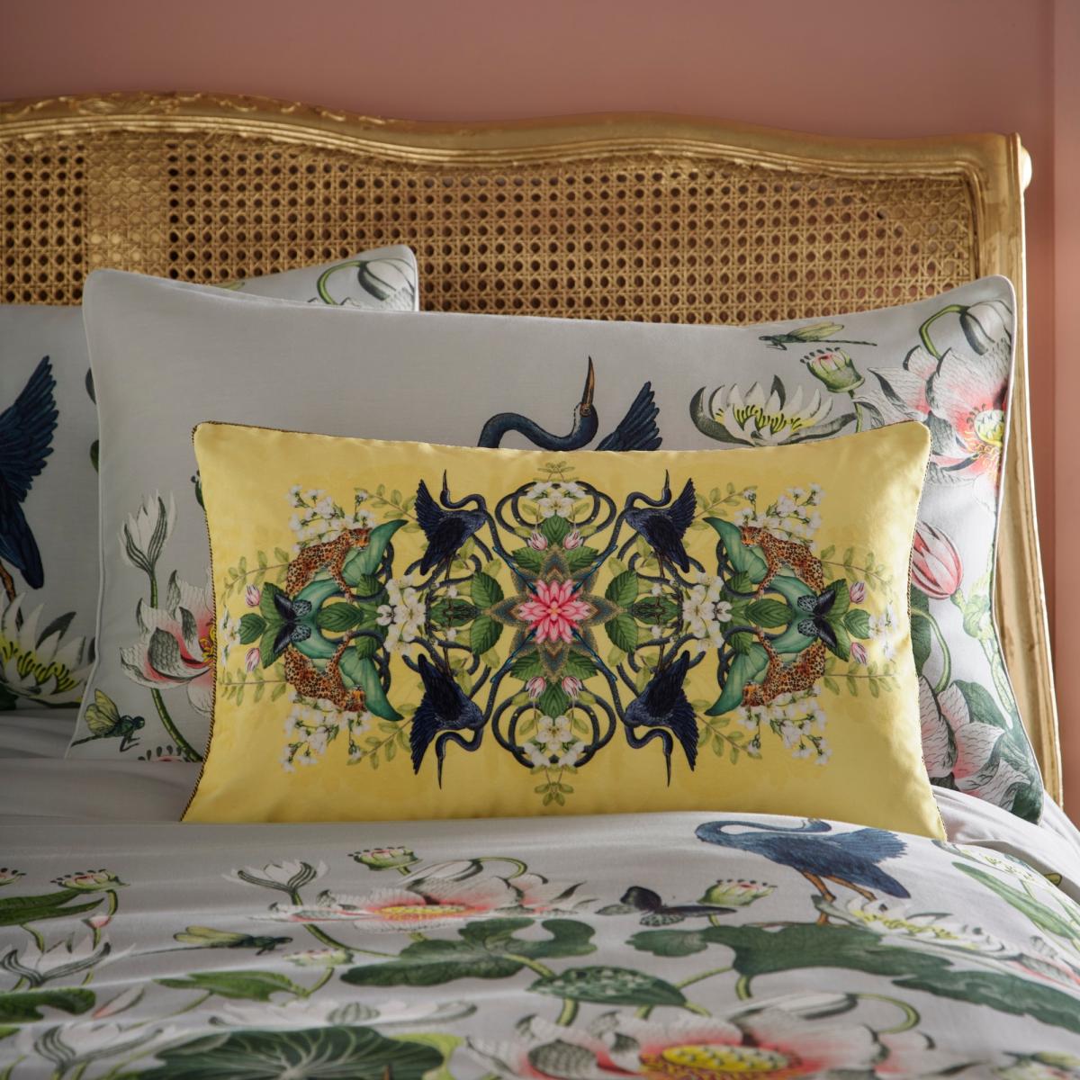Wonderlust Tea Story Velvet Cushion By Wedgwood in Citron Yellow35x55cm – image 1