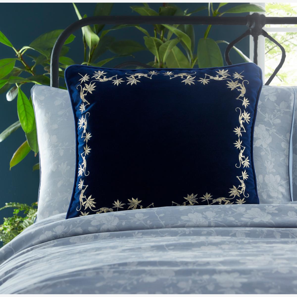 Sapphire Garden Velvet Cushion By Wedgwood in Midnight Blue50x50cm – image 1
