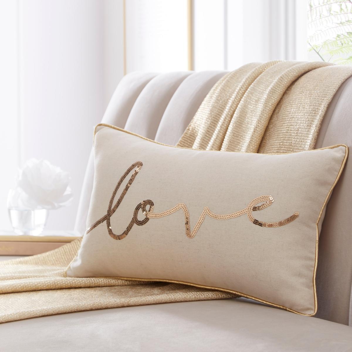 Love Boudoir Sequin Cushion By Tess Daly in Gold – image 1
