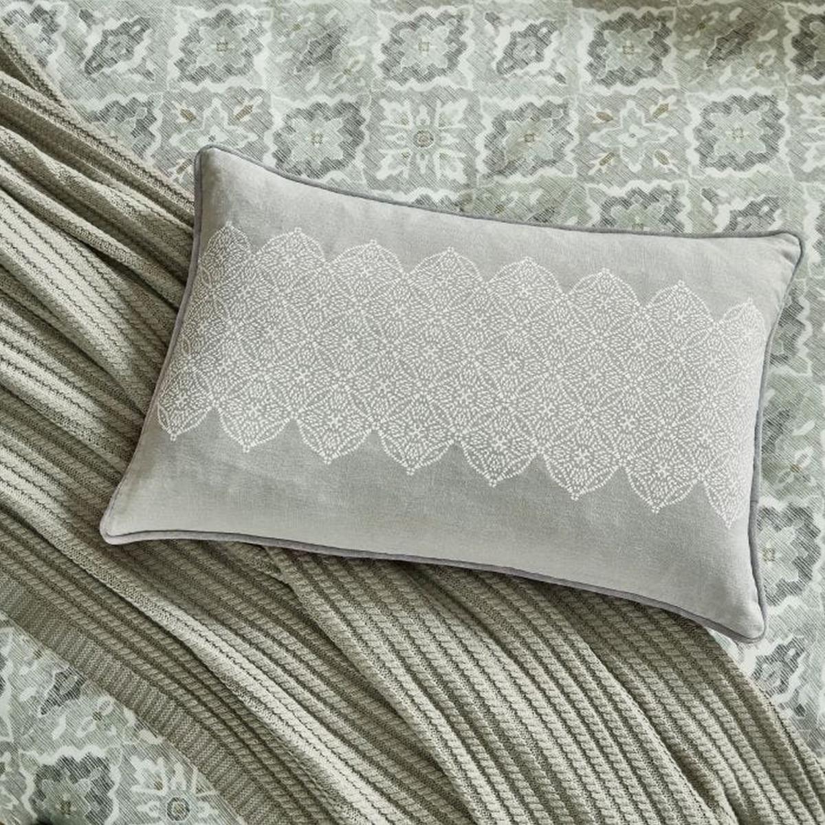 Navah Feather Geometric Cotton Cushion in Sage Green – image 2
