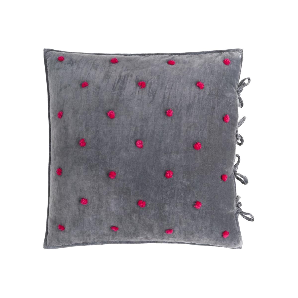 Designers Guild Sevanti Rectangular Quilted Cushion With Pom Poms in Graphite – image 1