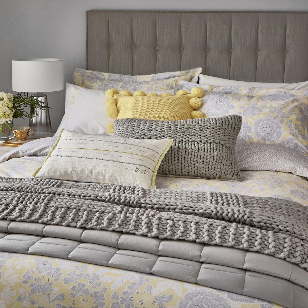 Reset Chunky Knitted Wool Cushion By Katie Piper in Silver Grey 60x40cm – image 3