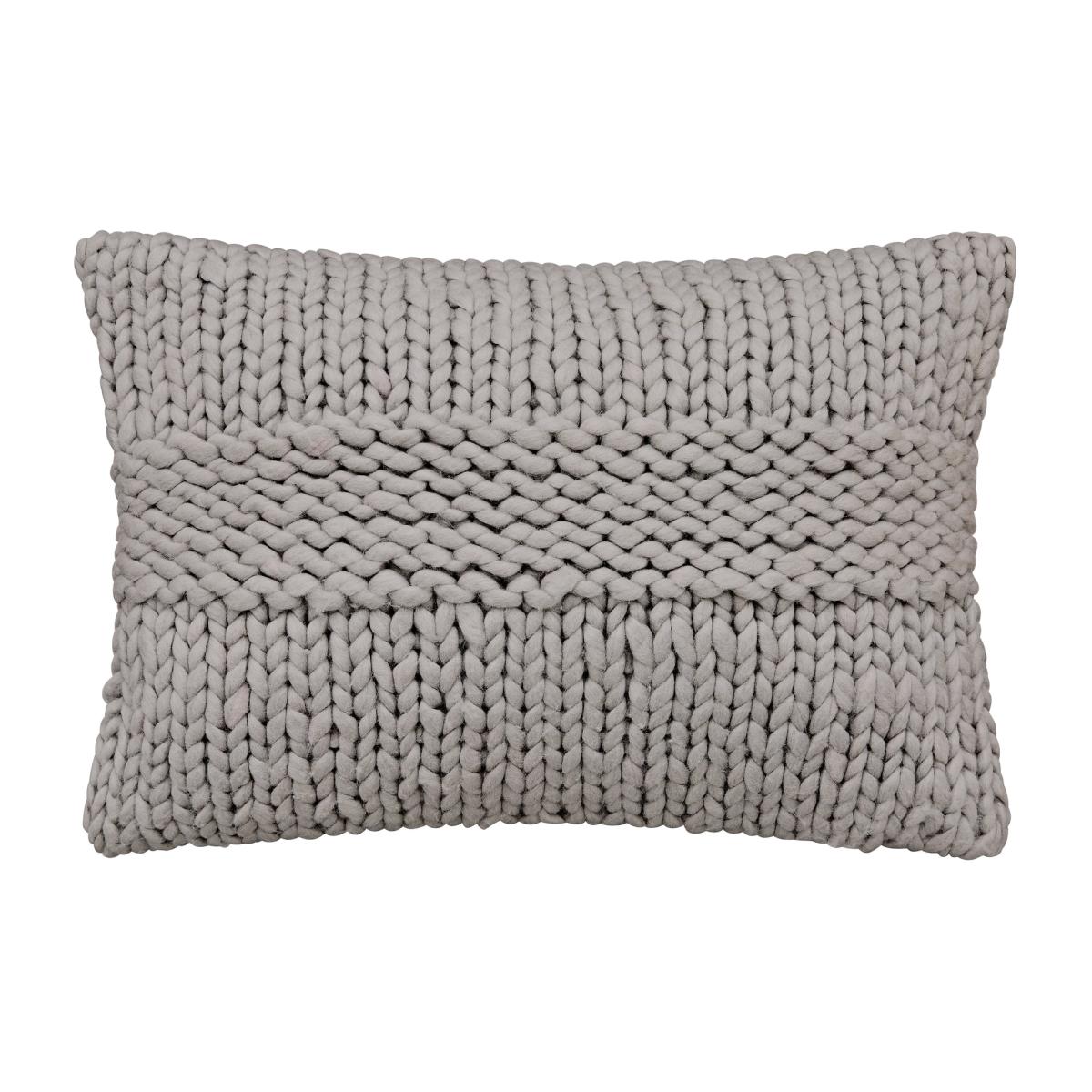 Reset Chunky Knitted Wool Cushion By Katie Piper in Silver Grey 60x40cm – image 1