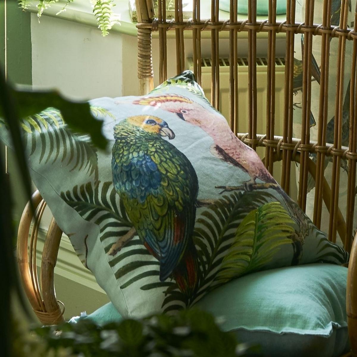 Parrot And Palm Cushion in Azure by John Derian 50x50cm – image 5