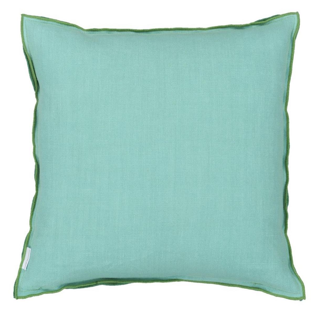 Designers Guild Brera Lino Plain Reversible Cushion in Emerald and Capri – image 2