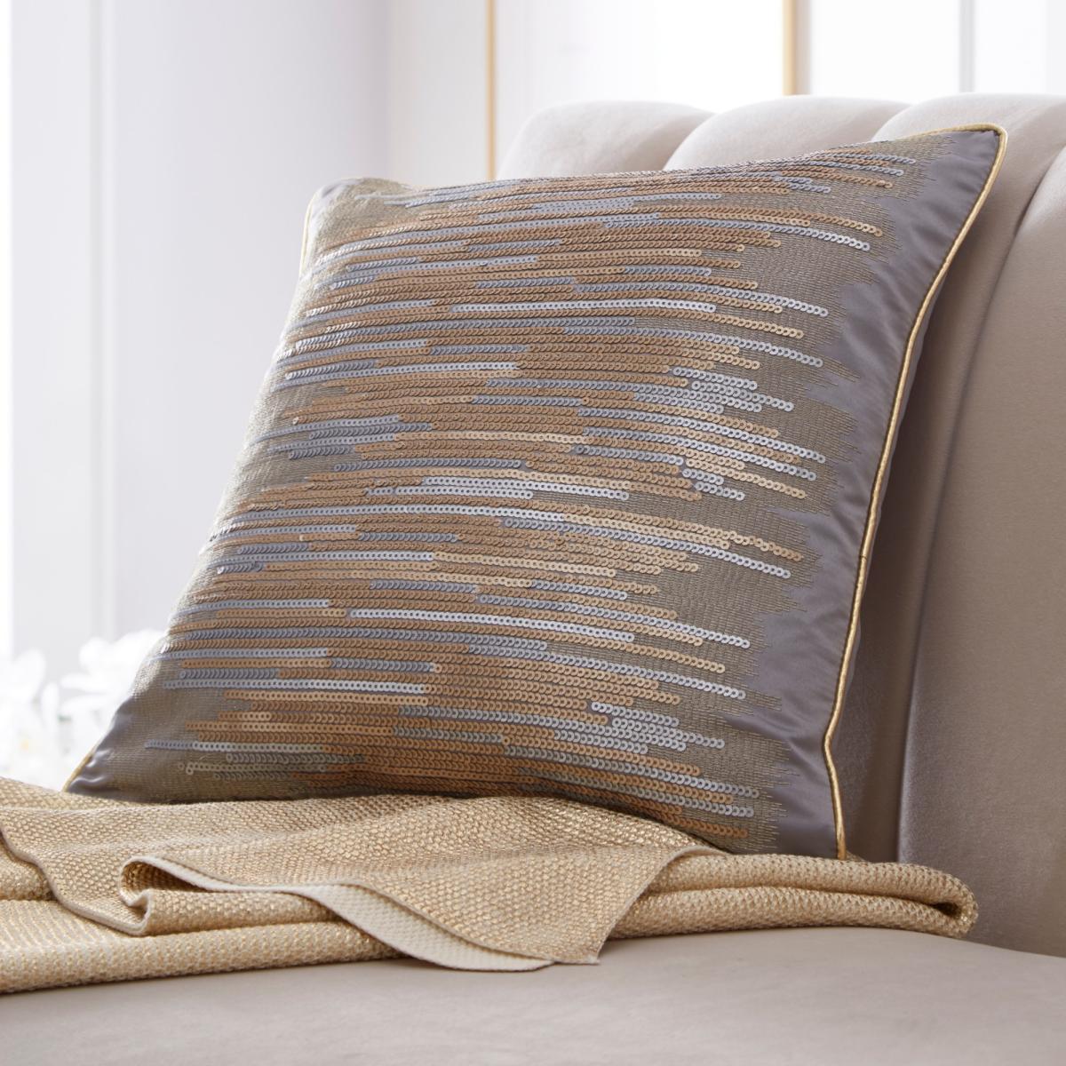 Shimmer Sequin Piping Cushion By Tess Daly in Gold Yellow – image 1