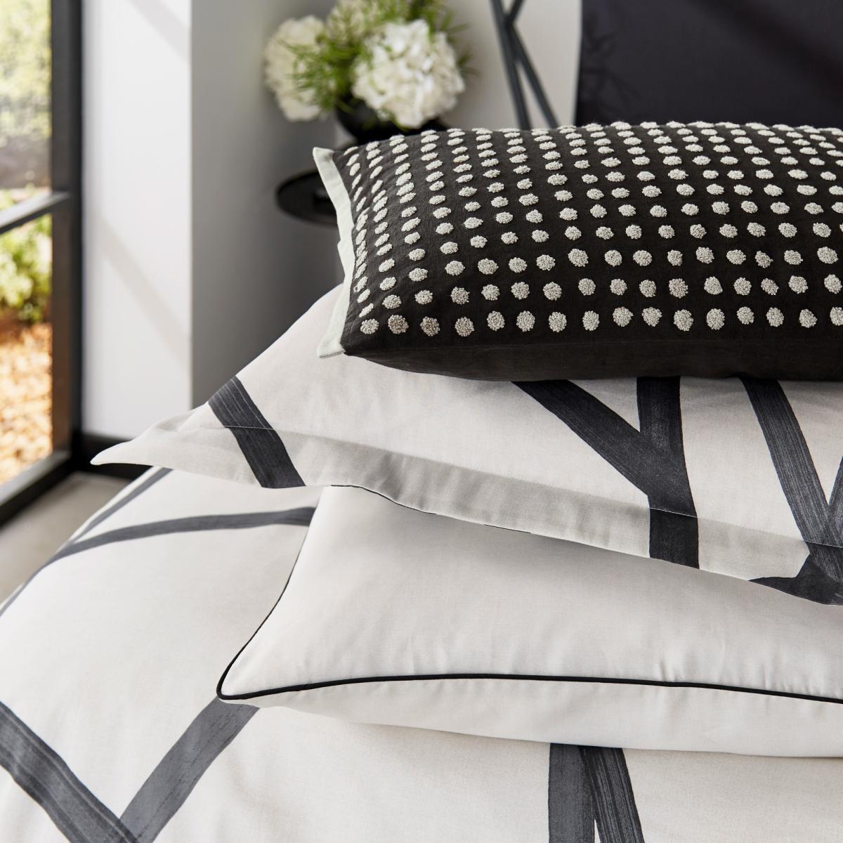Sumi Spot Cushion by Morris & Co in Pearl & Charcoal Grey 40x60cm – image 2