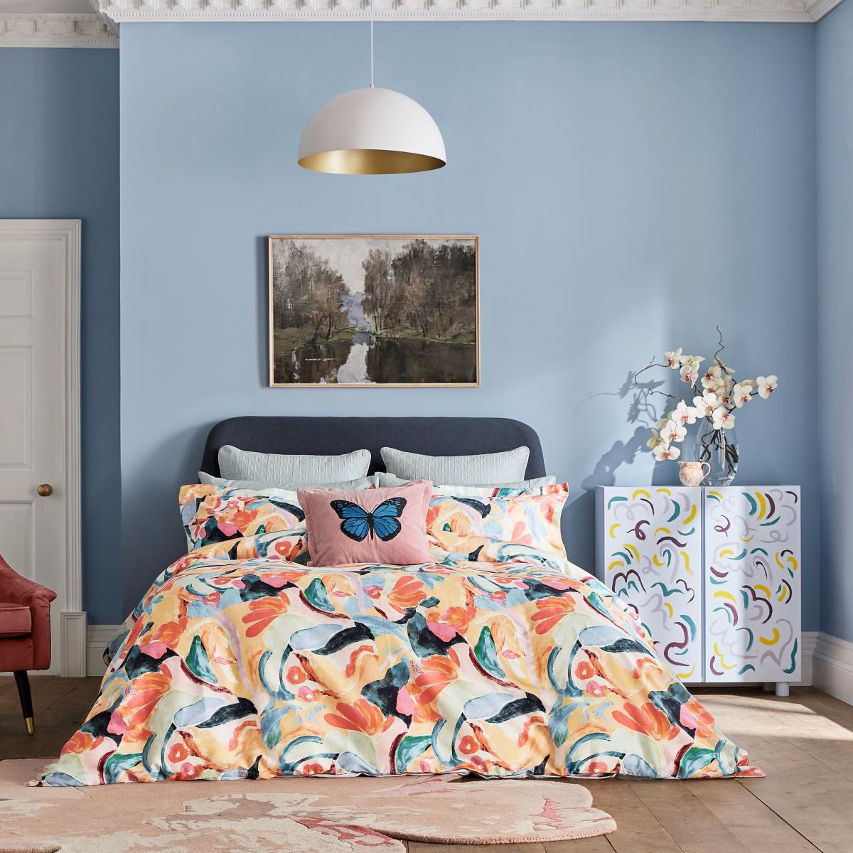 Butterfly Cotton Cushion by Morris & Co in Blush Pink 45x45cm – image 4