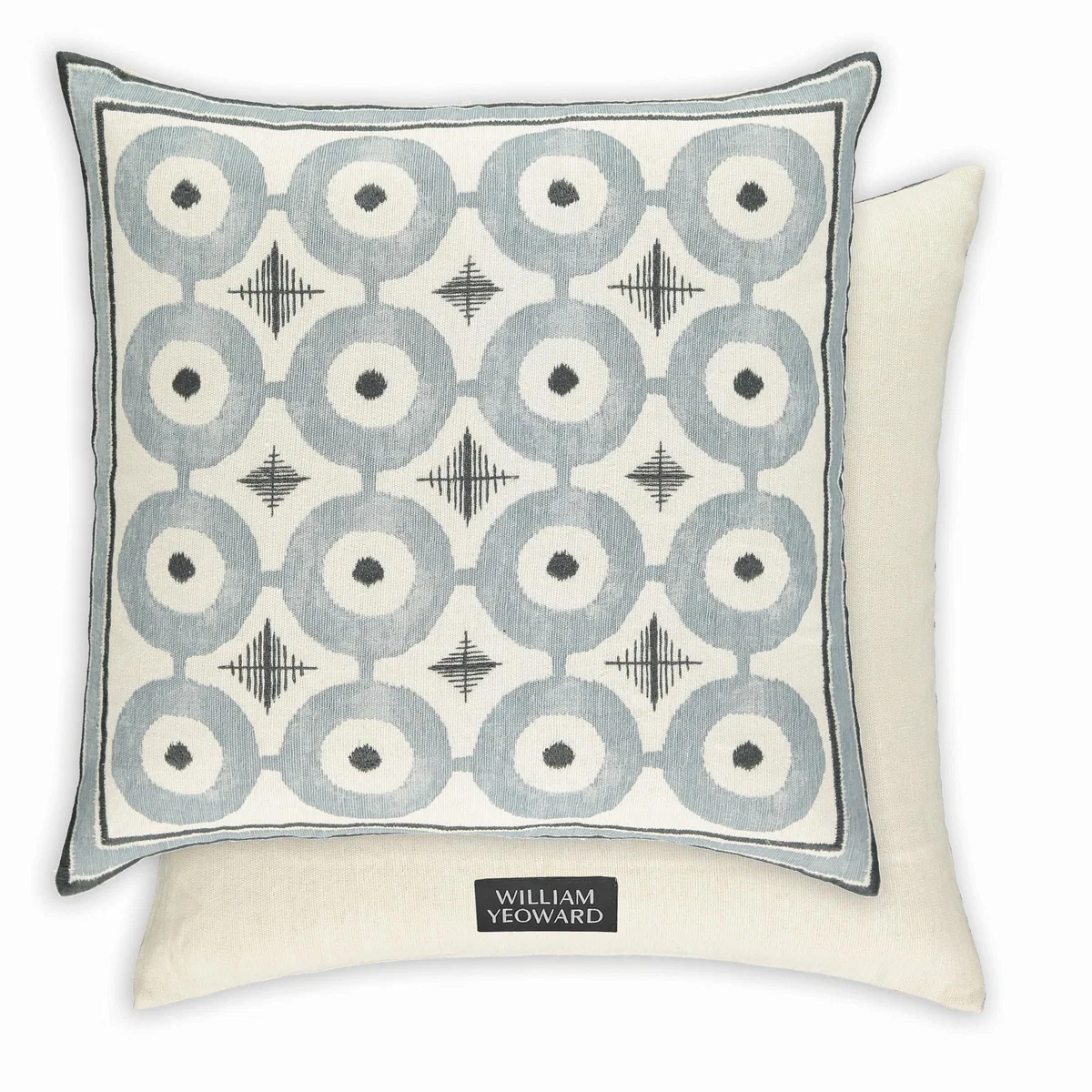 Daria Geometric Embroidered Cushion By William Yeoward in Cloud Grey&nbsp;50x50cm – image 2
