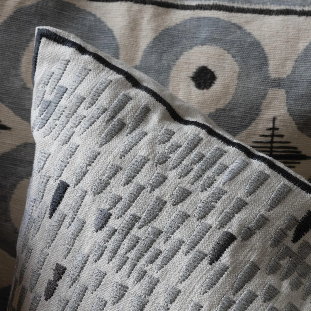 Daria Geometric Embroidered Cushion By William Yeoward in Cloud Grey&nbsp;50x50cm – image 3