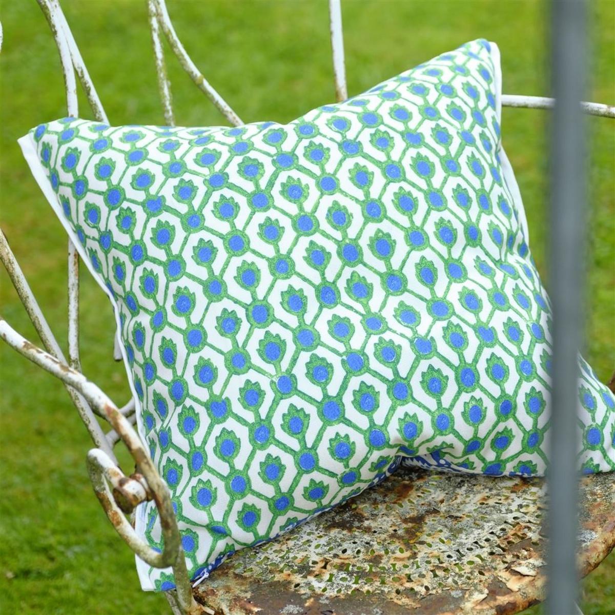 Shaqui Outdoor Cushion By Designers Guild in Prussian Blue – image 2