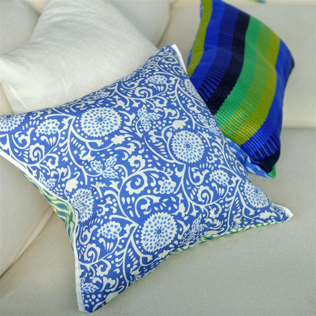 Shaqui Outdoor Cushion By Designers Guild in Prussian Blue – image 1