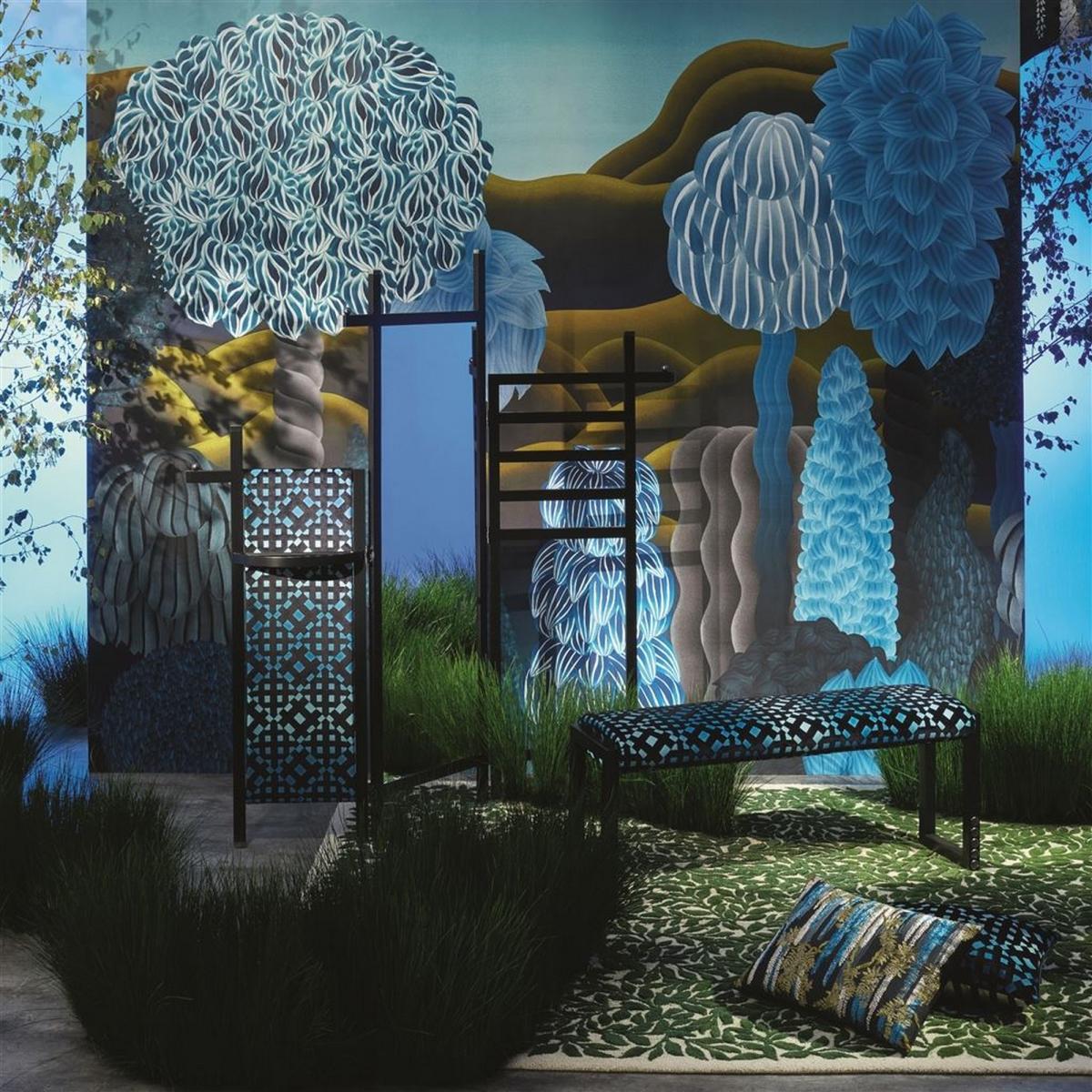 Wisteria Alba Floral Cushion By Christian Lacroix in Ruisseau Blue – image 2