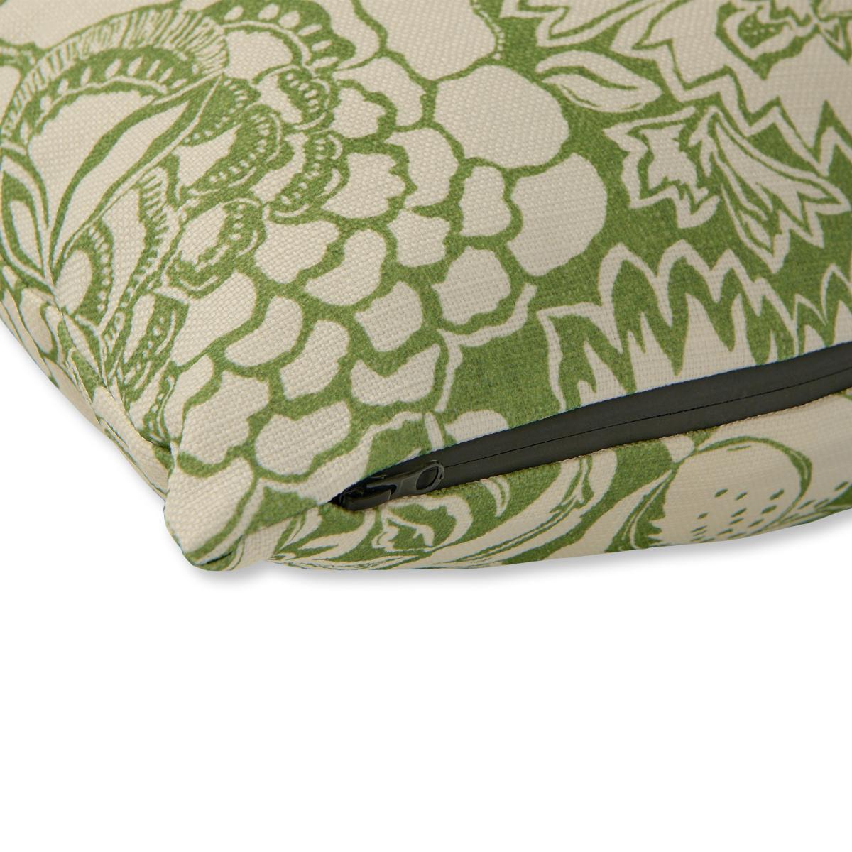 Poppy Damask Indoor Outdoor Cushion 647007 by Sanderson in Botanical Green – image 2