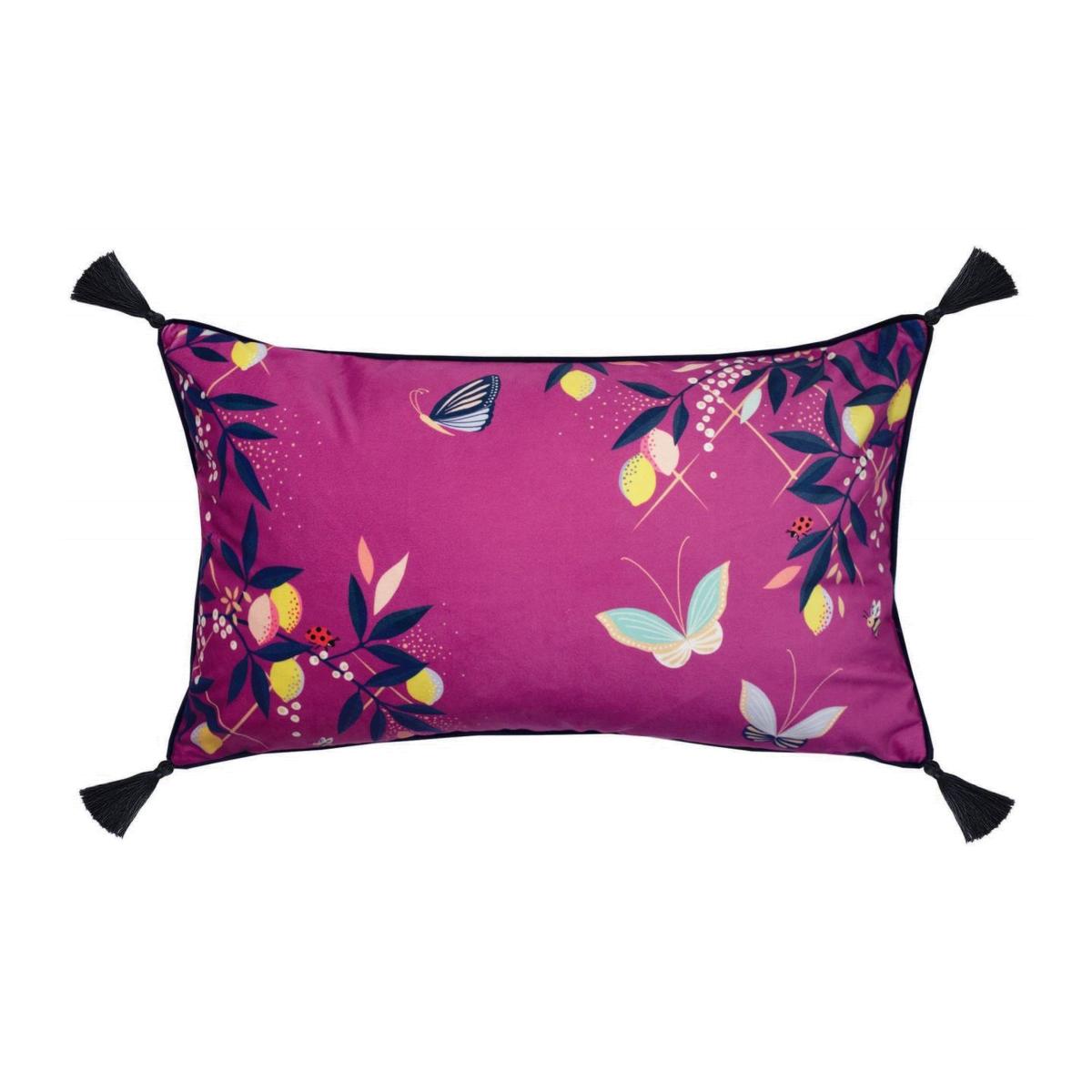 Pink Butterflies Feather Cushion by Sara Miller