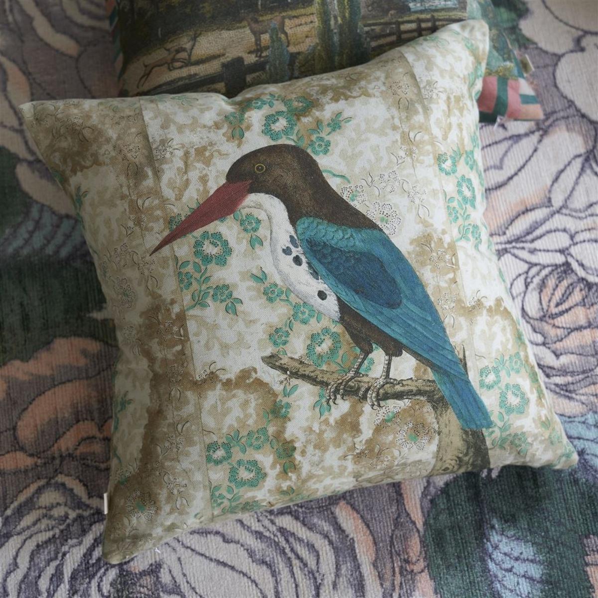 Wallpaper Birds Cushion in Sepia Blue by John Derian 50x50cm – image 4
