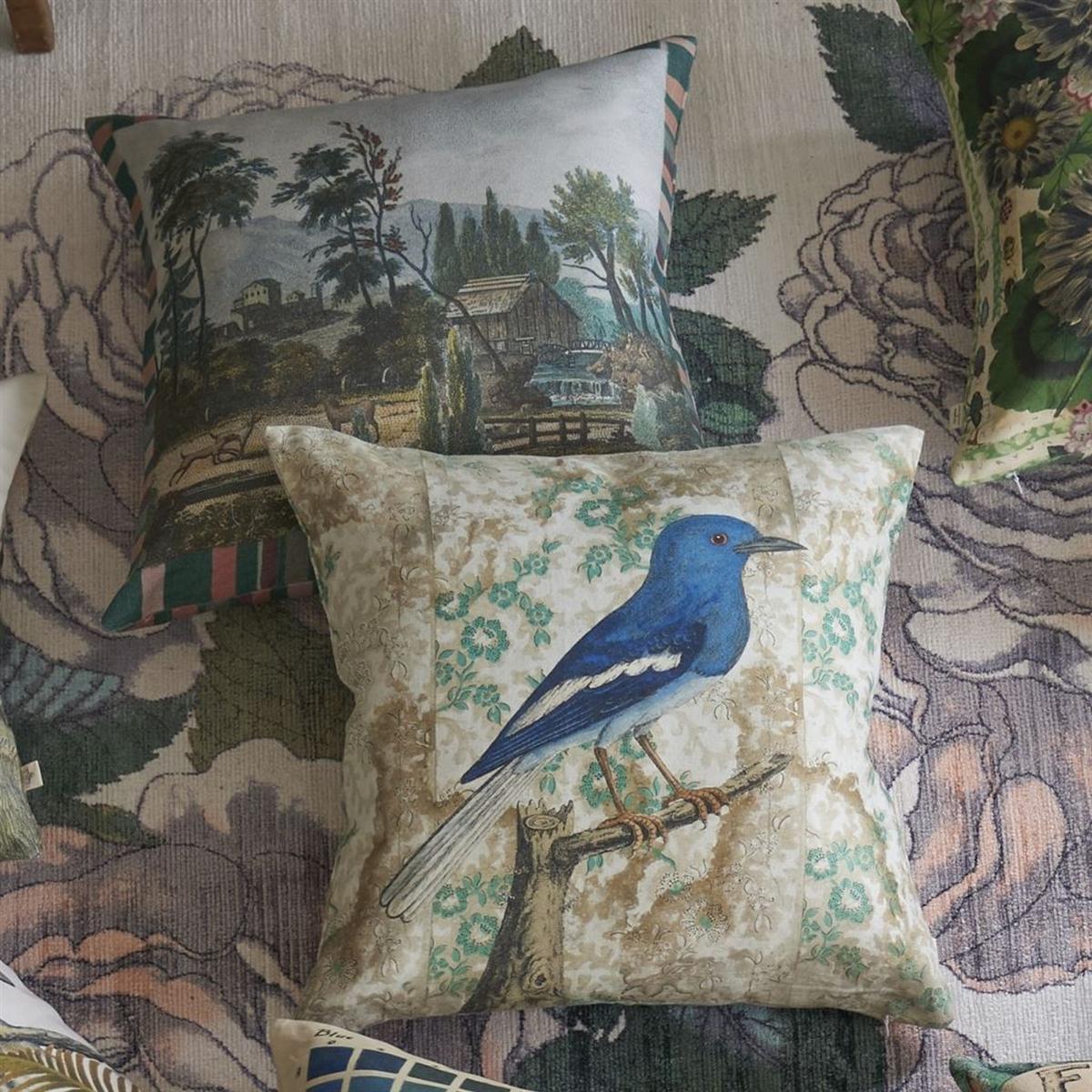 Wallpaper Birds Cushion in Sepia Blue by John Derian 50x50cm – image 5