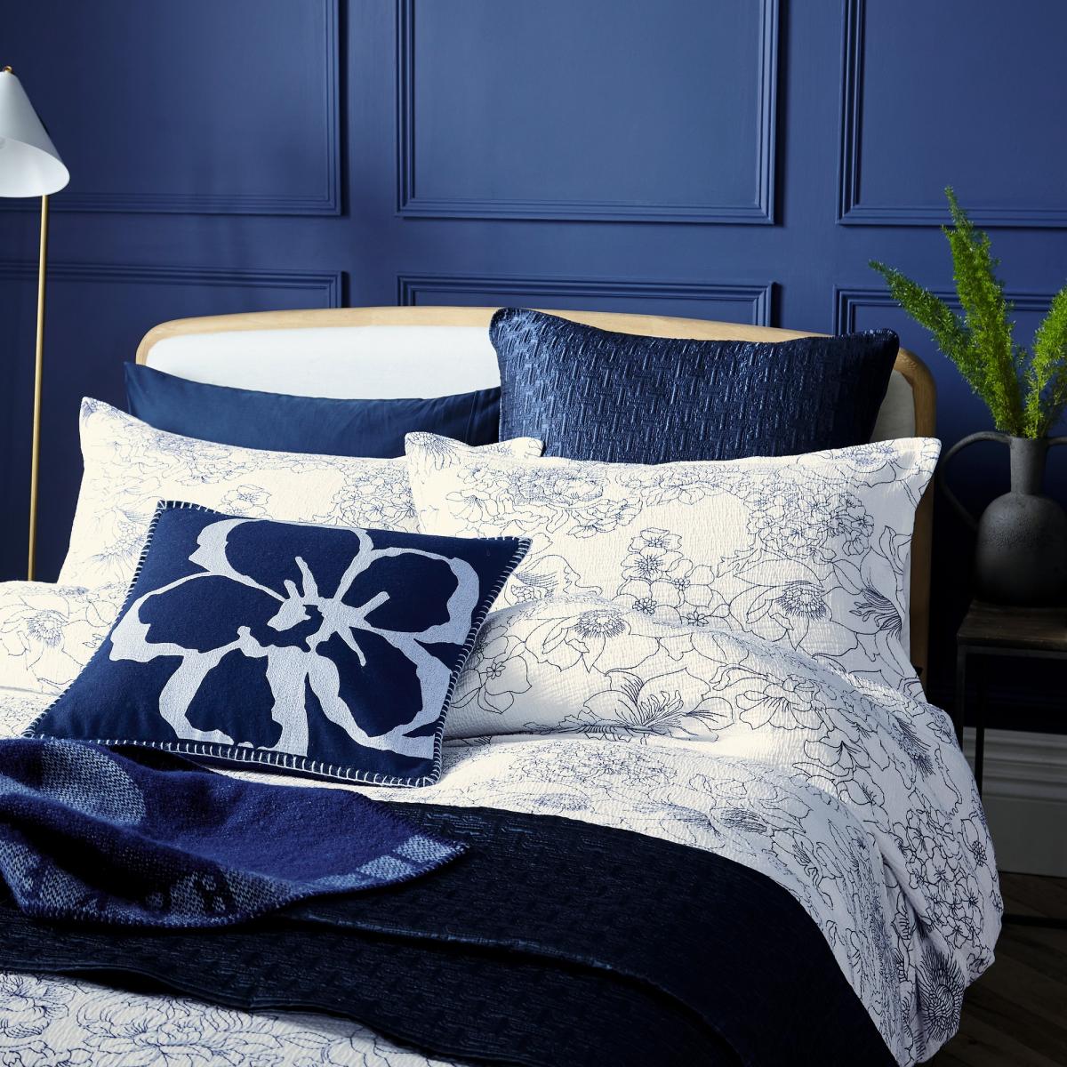 Magnolia Embroidery Flower Cushion by Ted Baker in Navy Blue50x50cm – image 2