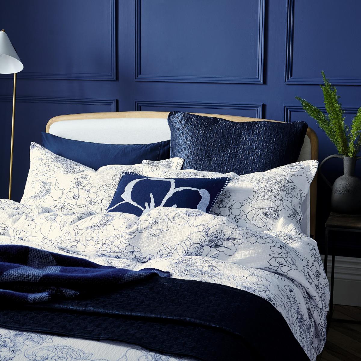 Magnolia Embroidery Flower Cushion by Ted Baker in Navy Blue50x50cm – image 3