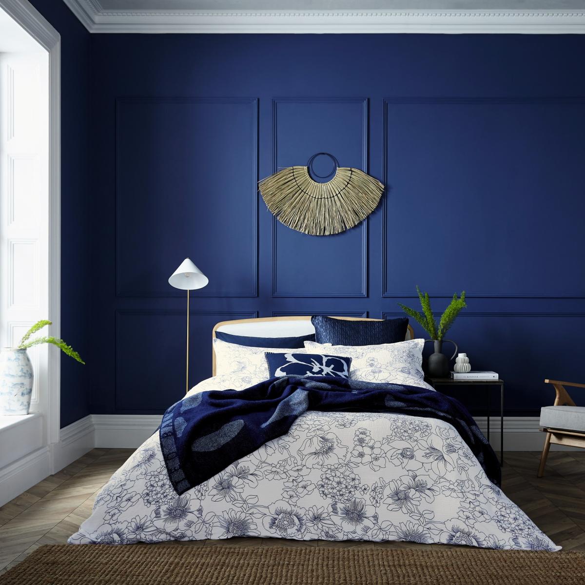 Magnolia Embroidery Flower Cushion by Ted Baker in Navy Blue50x50cm – image 4