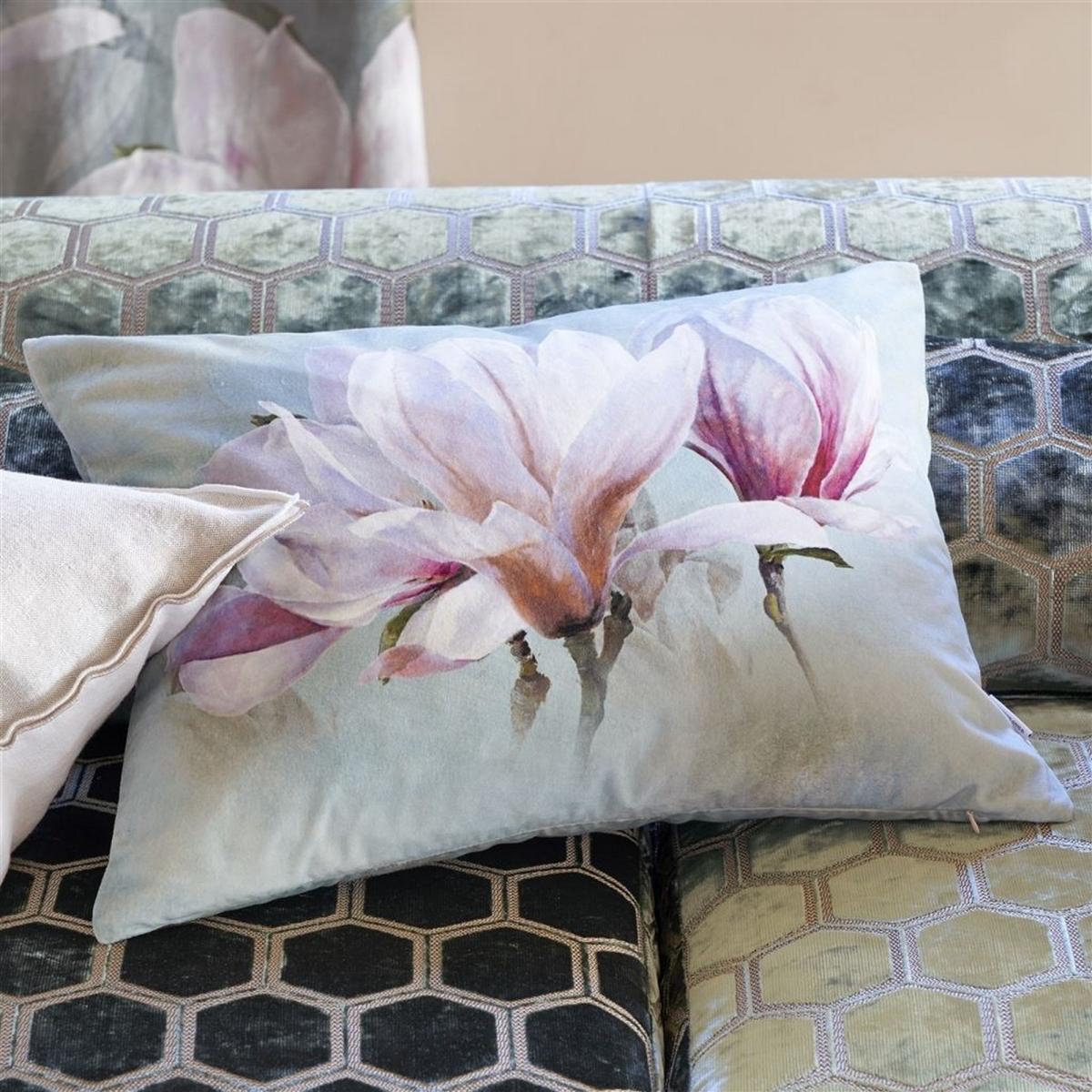 Designers Guild Yulan Floral Cushion in Magnolia Grey – image 1