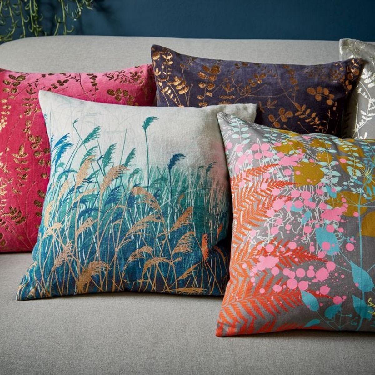 Water Reeds Designer Cushion By Clarissa Hulse in Teal Blue – image 2