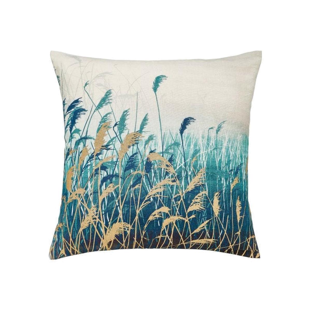Water Reeds Designer Cushion By Clarissa Hulse in Teal Blue – image 1