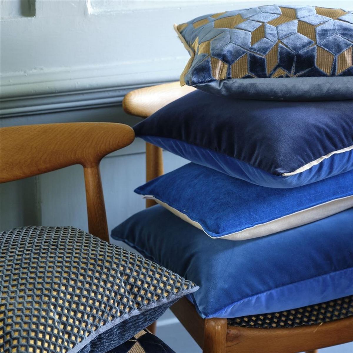Designers Guild Fitzrovia Geometric Cushion in Cerulean Blue – image 2