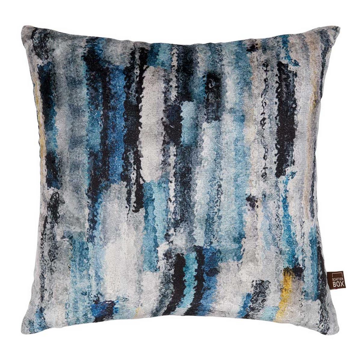 Elysia Abstract Painterly Cushion in Blue and Yellow – image 2