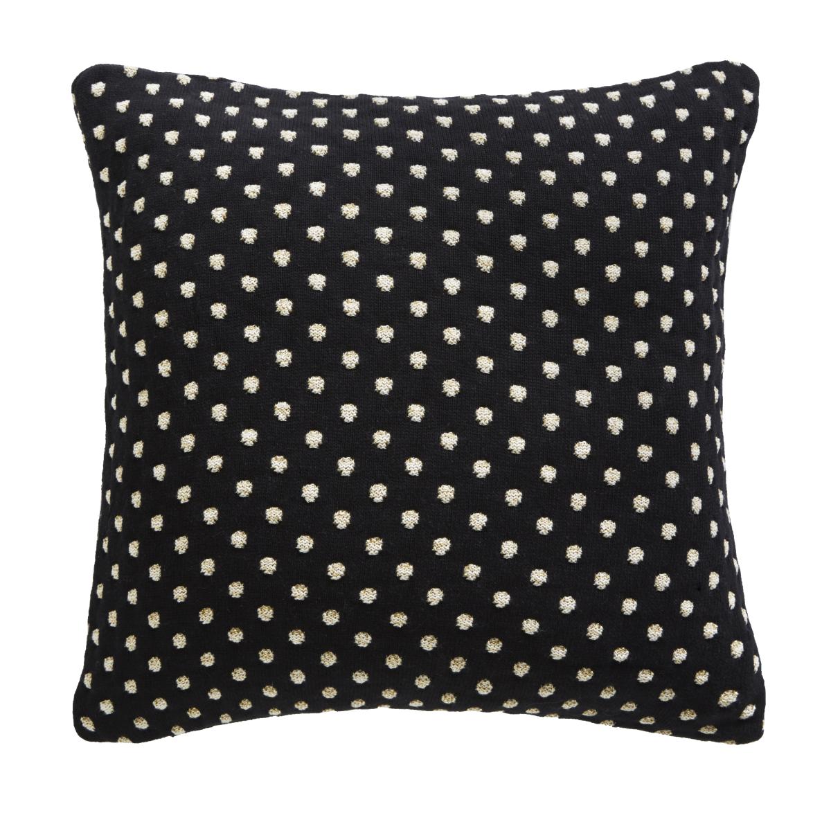 Polka Knit Cotton Cushion By Tess Daly in Black Gold 50x50cm – image 2