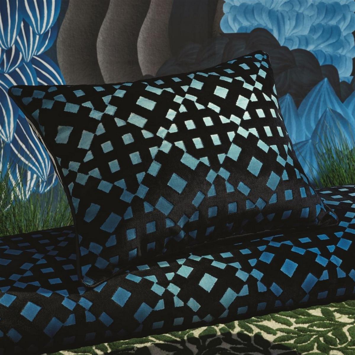 Soft L Aveu Geometric Cushion By Christian Lacroix in Ruisseau Blue – image 1
