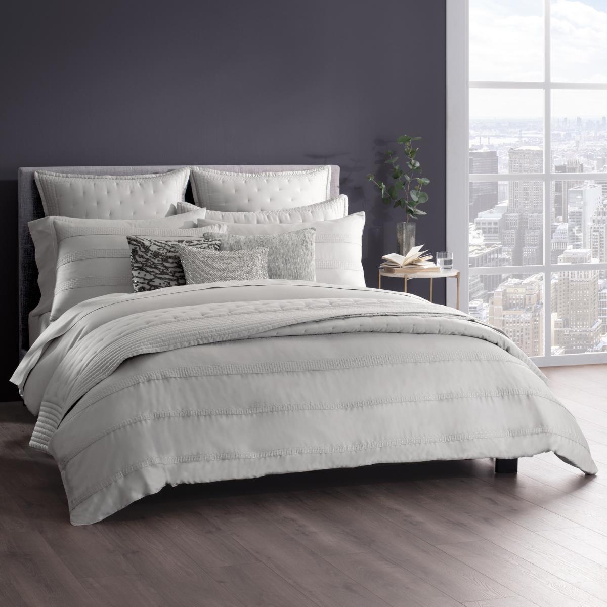Donna Karan Silky Stripe Cotton Cushion in Platinum Grey&nbsp;40x40cm – image 2