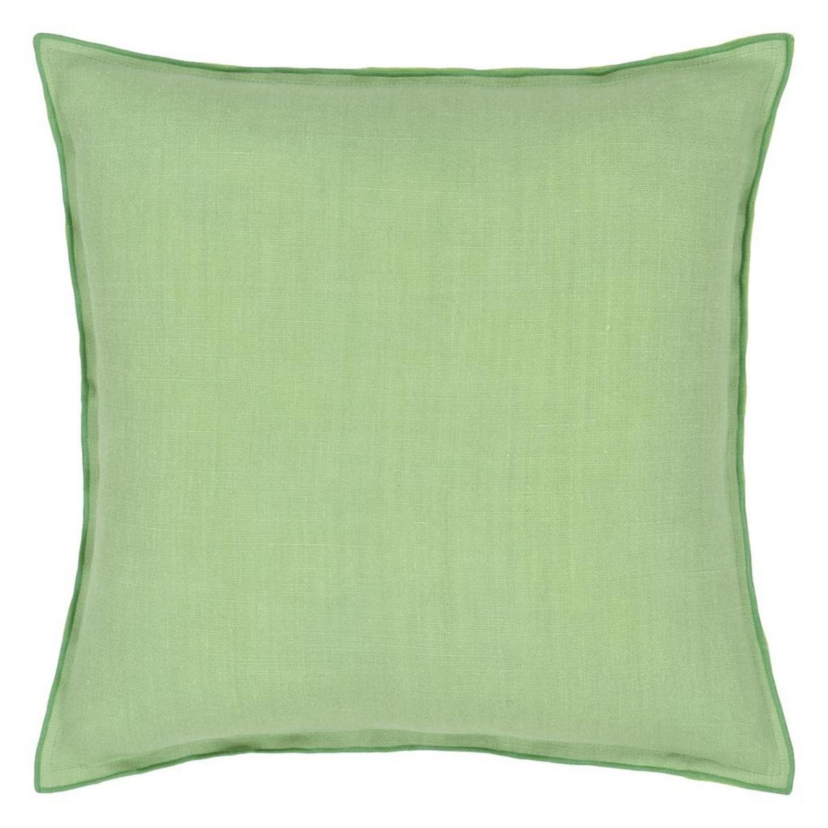 Designers Guild Brera Lino Plain Reversible Cushion in Verdigris and Apple Green – image 2