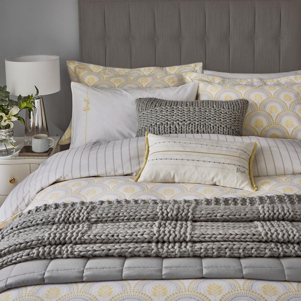 Reset Fringe Hem Embroidered Cushion By Katie Piper in Yellow – image 2