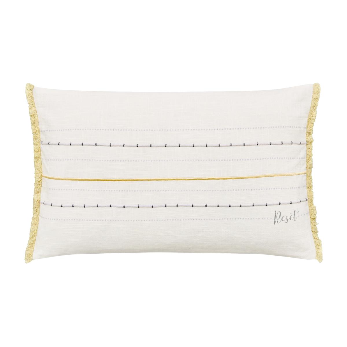 Reset Fringe Hem Embroidered Cushion By Katie Piper in Yellow – image 1