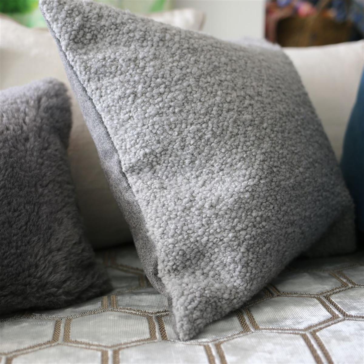 Cormo Faux Fur Cushion By Designers Guild in Zinc Grey – image 1