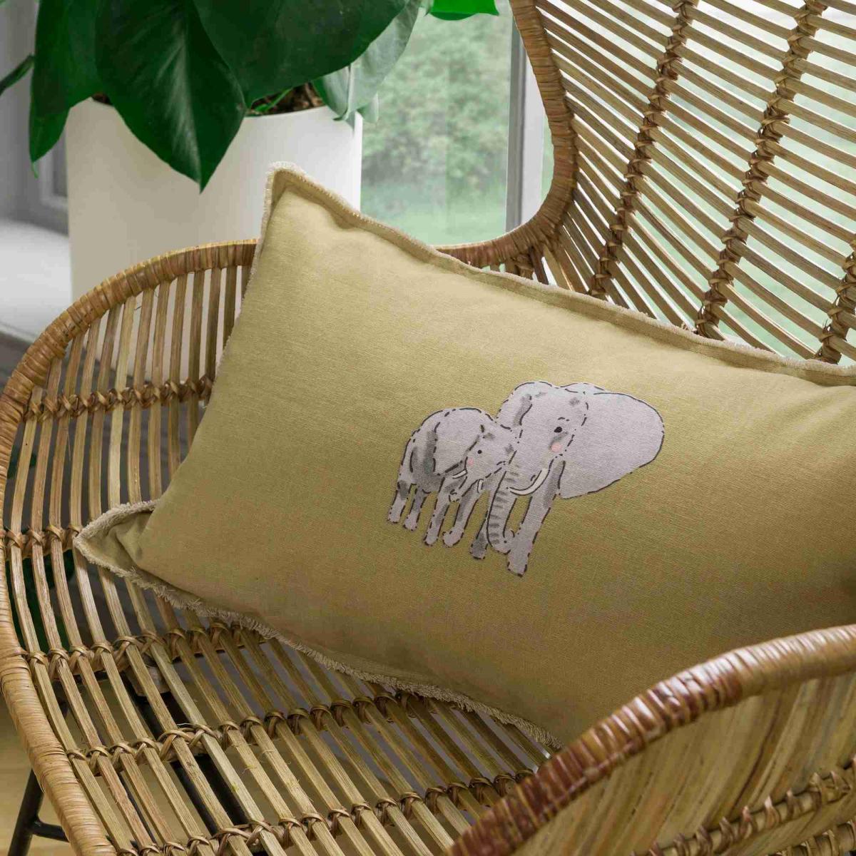 ZSL Elephant Cushion by Sophie Allport in Mustard Yellow30x50cm – image 1