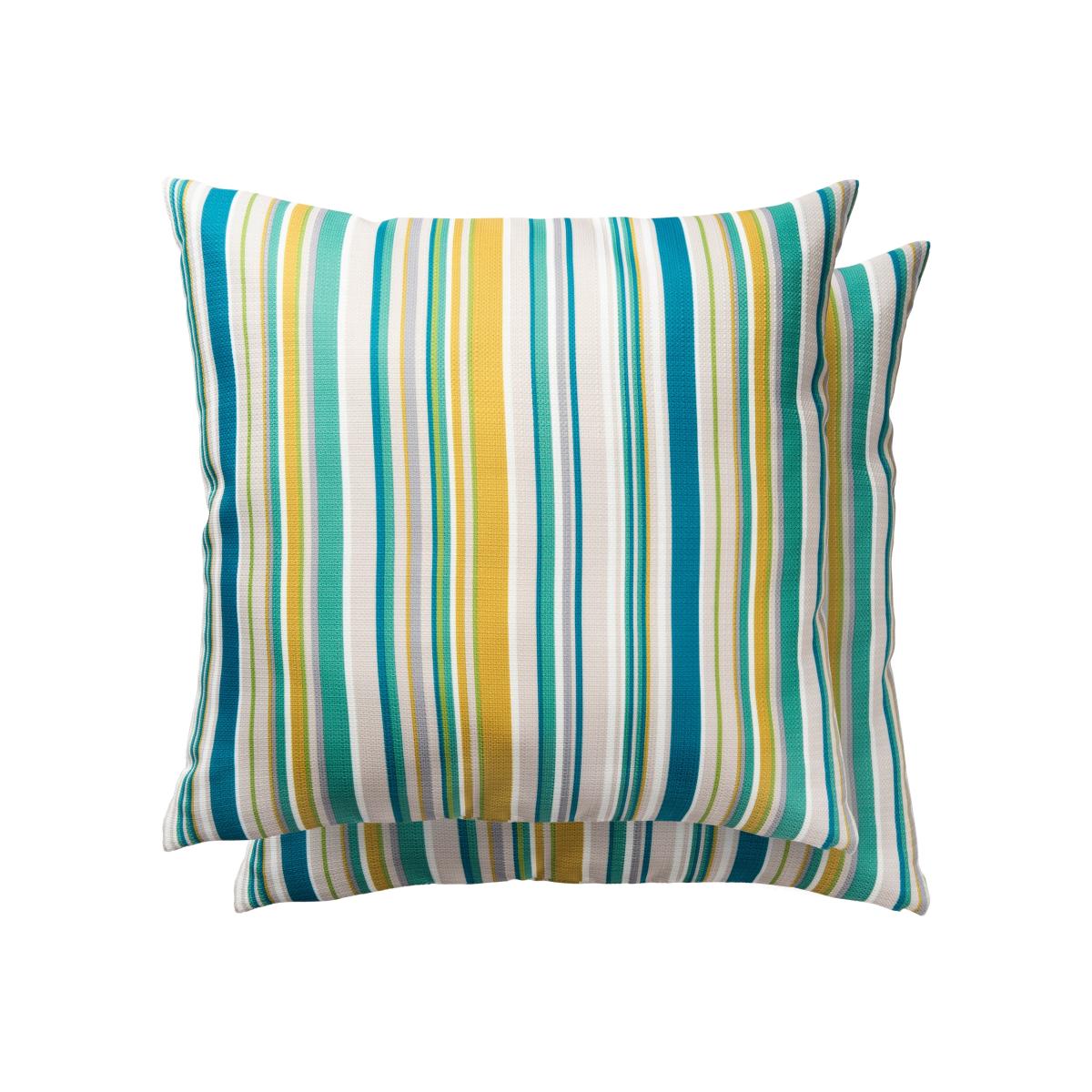 Rush Stripe Indoor Outdoor Cushion By Harlequin in Emerald Green