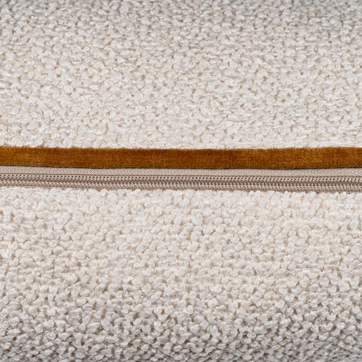 Leighton Boucle Velvet Piping Cushion in Cream Mustard Yellow43x43cm – image 3