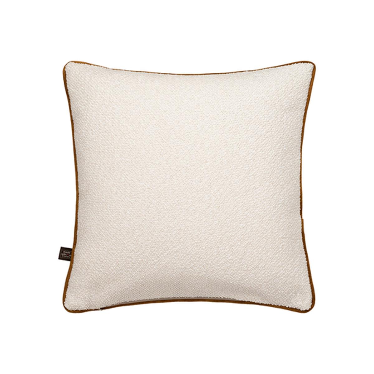 Leighton Boucle Velvet Piping Cushion in Cream Mustard Yellow43x43cm – image 1