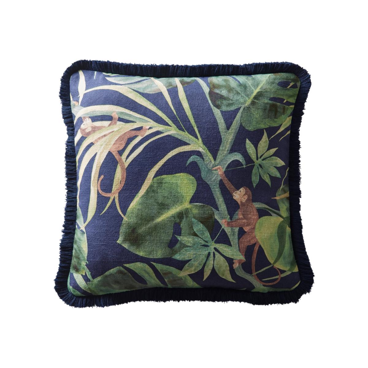 Monkey Business Botanical Cushion By Clarke And Clarke in Green – image 1