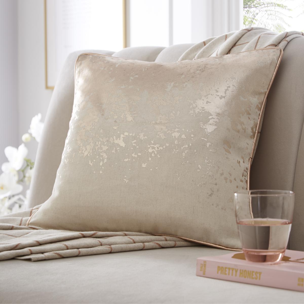 Splatter Foil Print Cushion By Tess Daly In Rose Gold 43x43cm – image 2