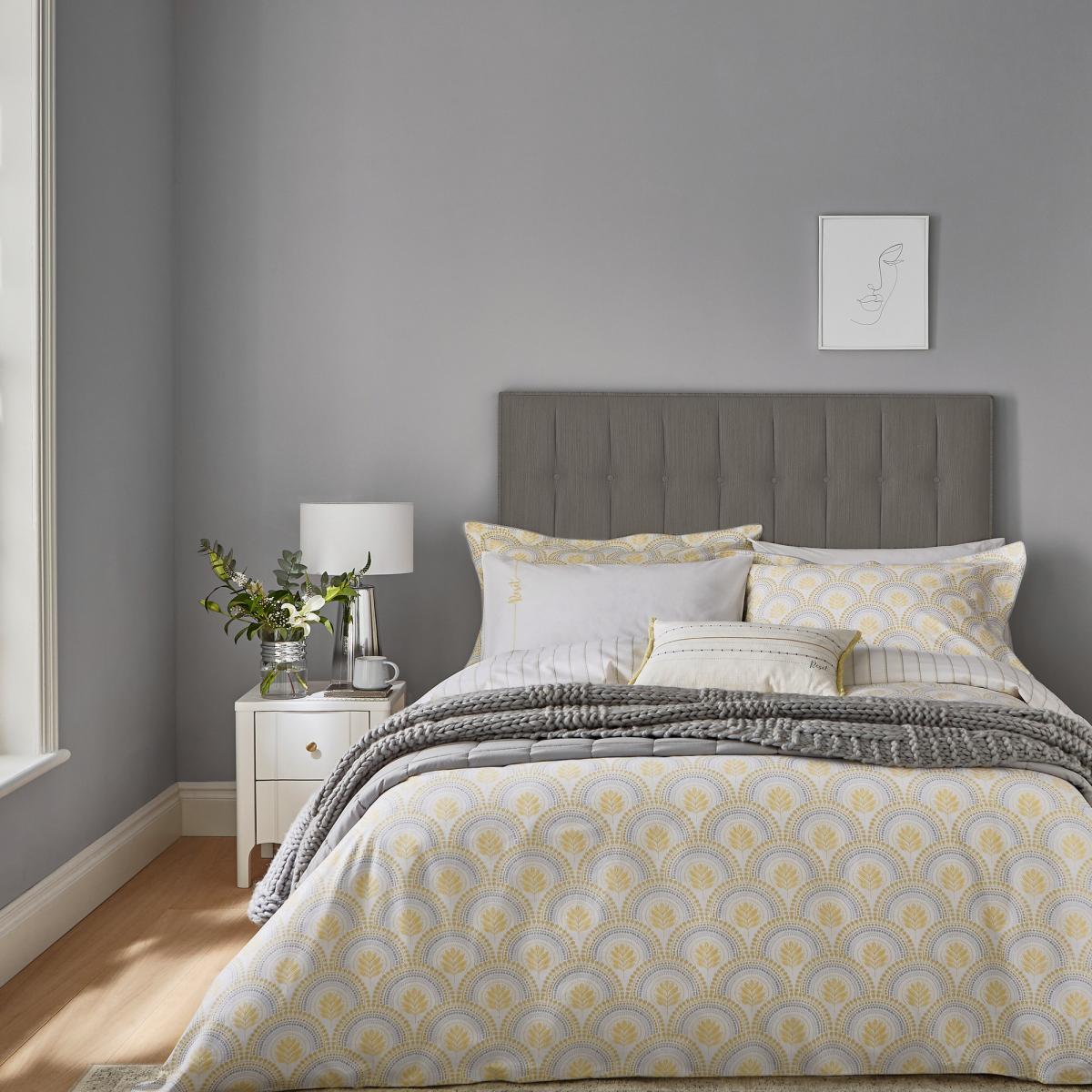 Reset Fringe Hem Embroidered Cushion By Katie Piper in Yellow 50x30cm – image 3