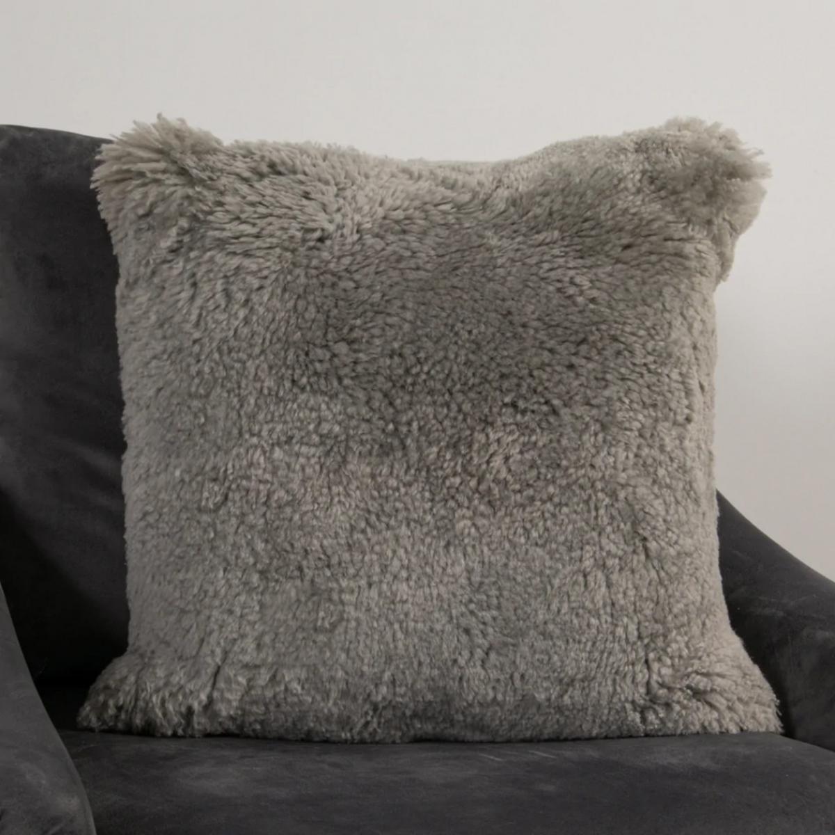 Talia Plain Sheepskin Cushion in Grey45x45cm